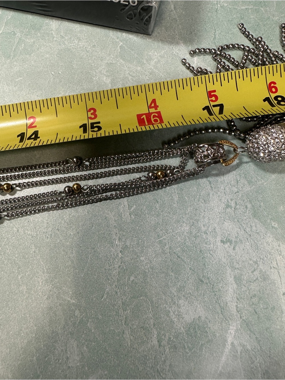 DSMK Stainless Steel Long Silver Tassel Necklace Multi-strand - Picture 5 of 6